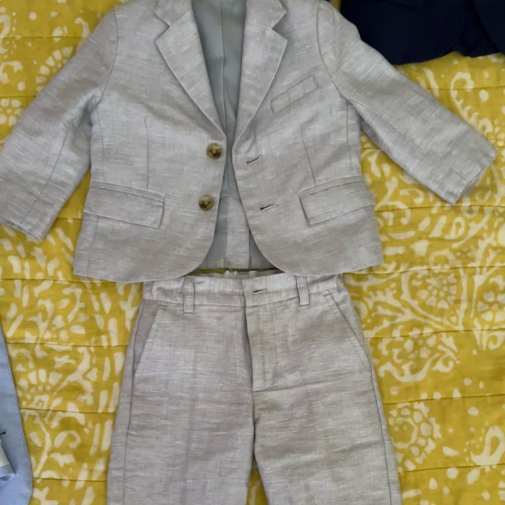 Janie & Jack Cloud Grey Linen Suit